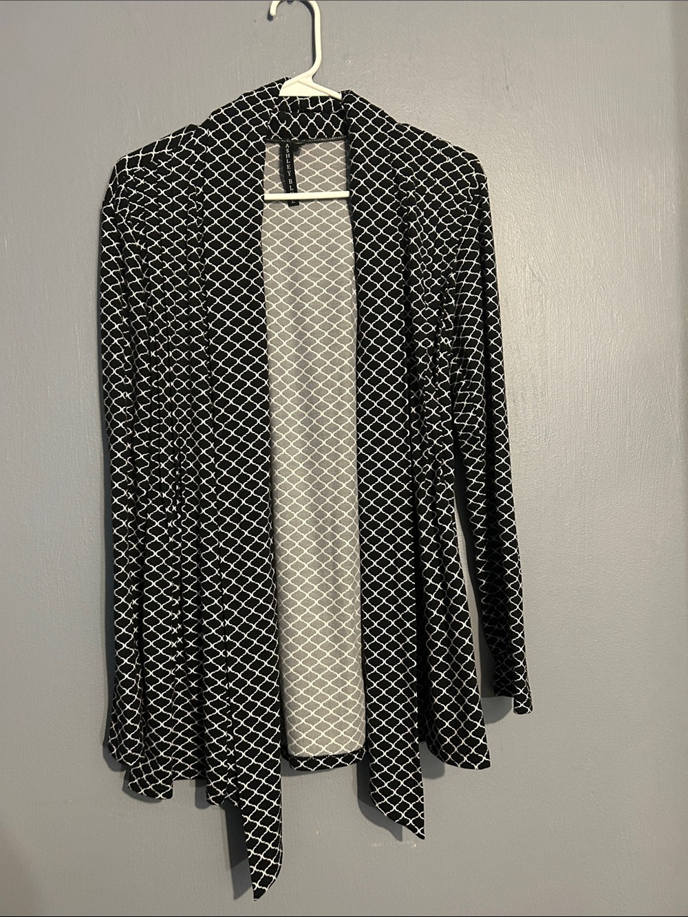 Ashley Blue Black and White Open Front Cardigan